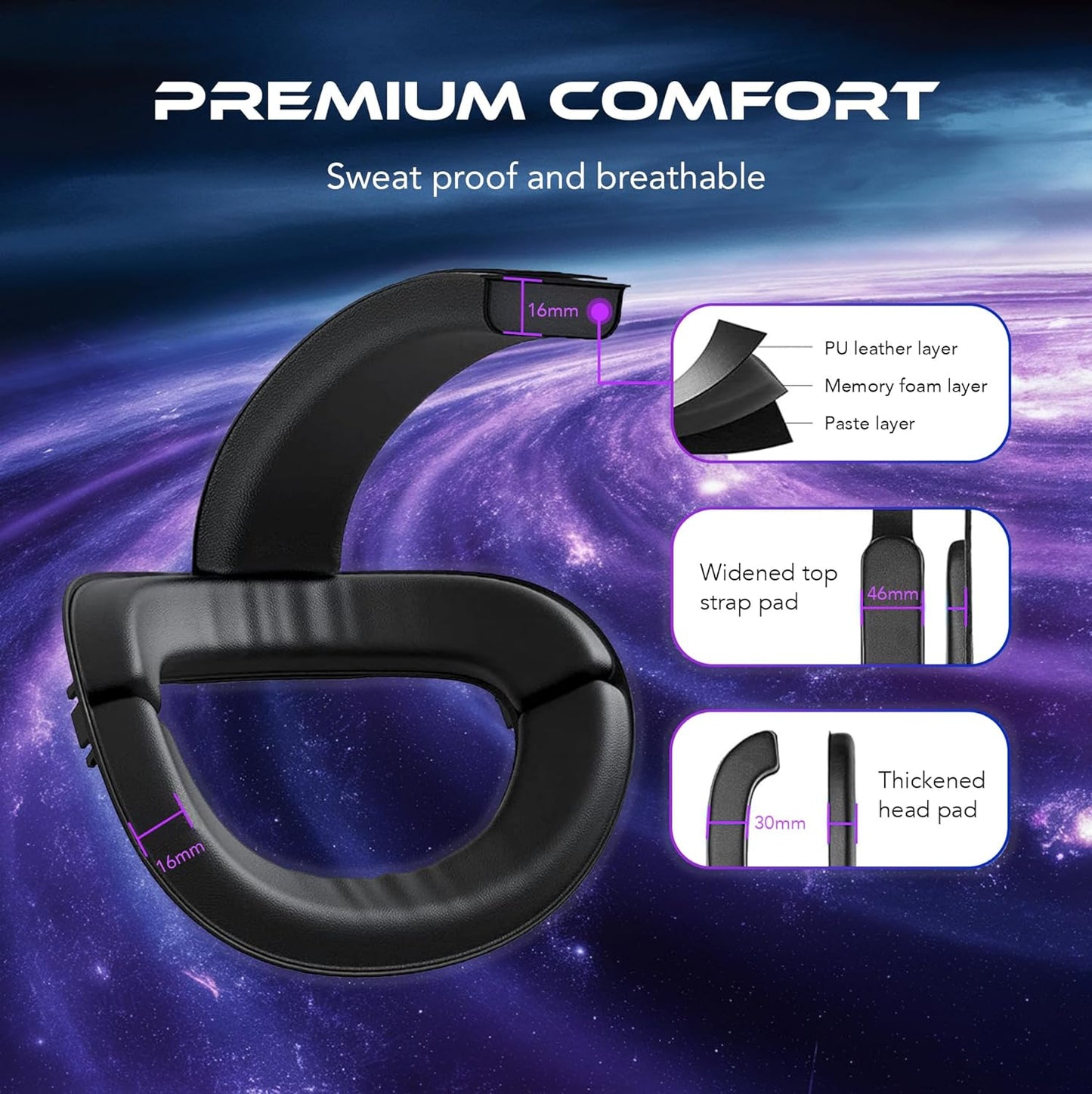 Premium Comfort Head Strap with Extended Battery Life 8000mAh - RGB Lights - Compatable with Oculus/Quest 2